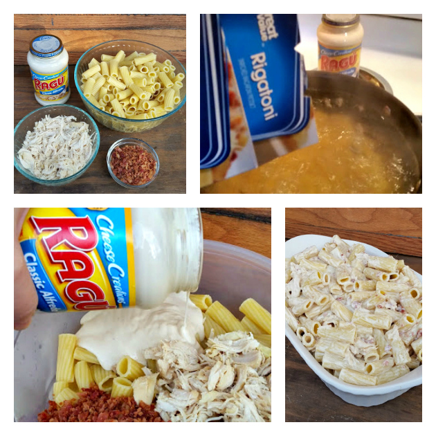 Cheesy Bacon Chicken Alfredo Pasta Bake colllage