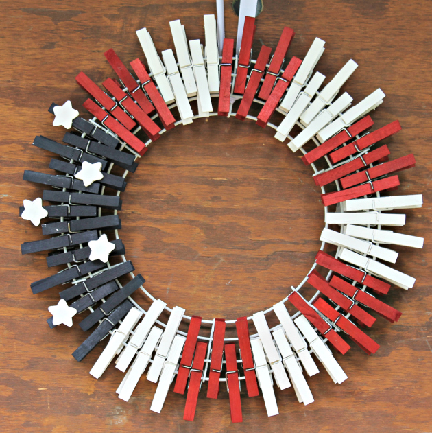 Patriotic Red White and Blue Clothespin Wreath