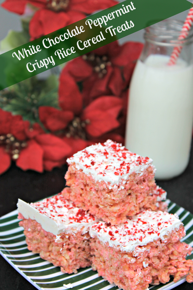 These White Chocolate Peppermint Crispy Rice Cereal Treats are the perfect holiday snack. Share them with everyone on your holiday gift list! #ShareTheHoliday #ad