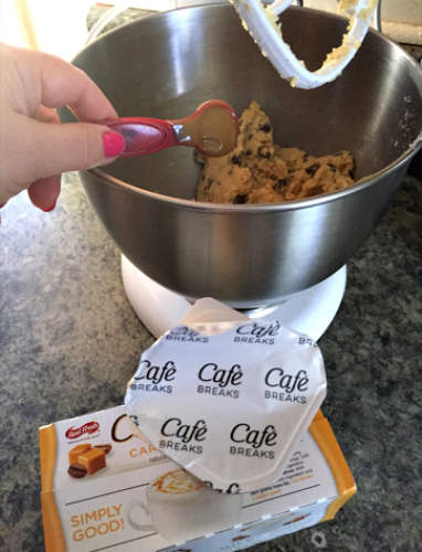 Chocolate Chip Caramel Latte Pudding Cookies baking